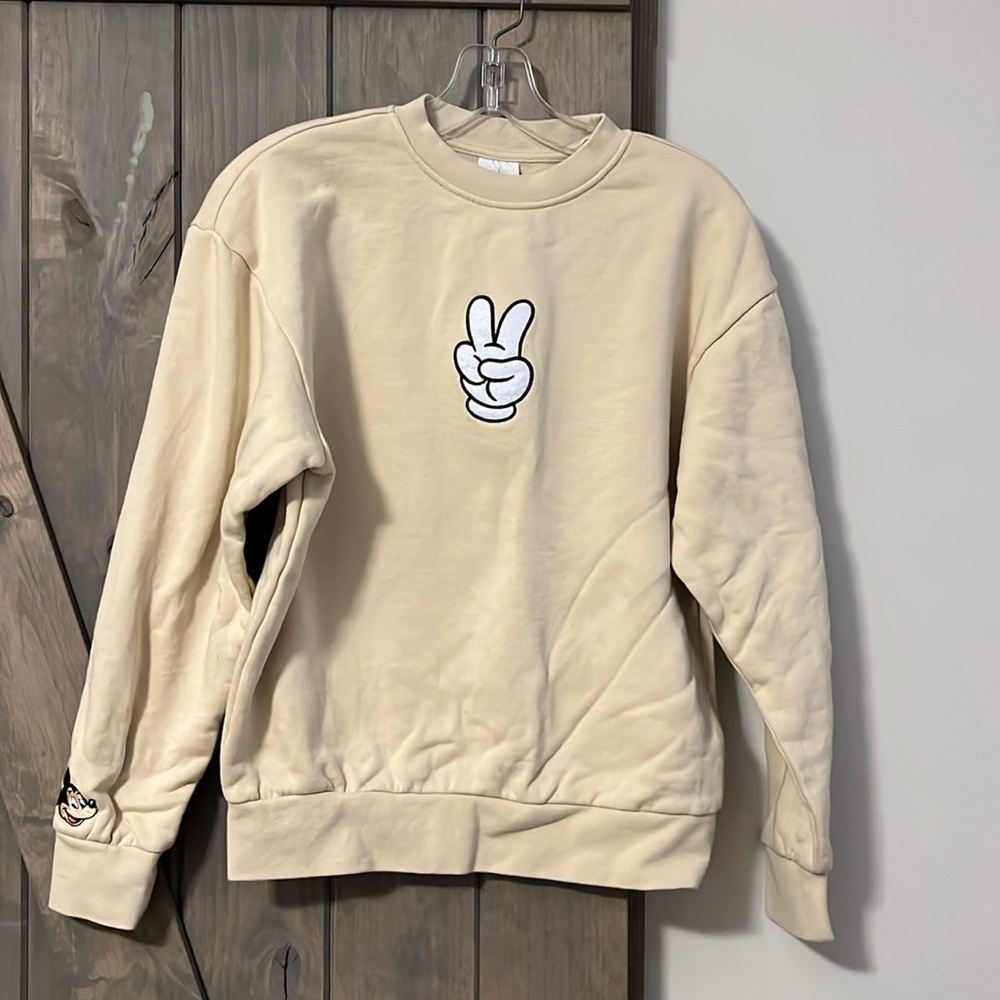 Mickey Mouse Peace Sign Pullover Sweatshirt for Adults